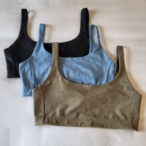 Lot Of 3 Outdoor Voices Double Time Bra Sports Bra Blue Green Charcoal Sz Small